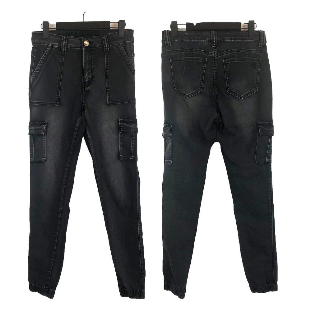 V.I.P. Black Washed Skinny Cargo Jeans Denim Joggers 7 8